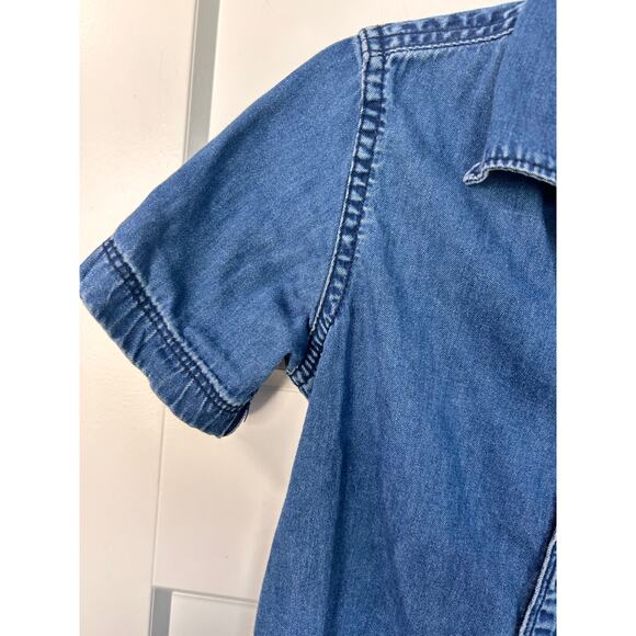 Gap Boys Denim Short Sleeve Button-Up Shirt Westernvibes Blue‎ Size 5 Years - Picture 6 of 10